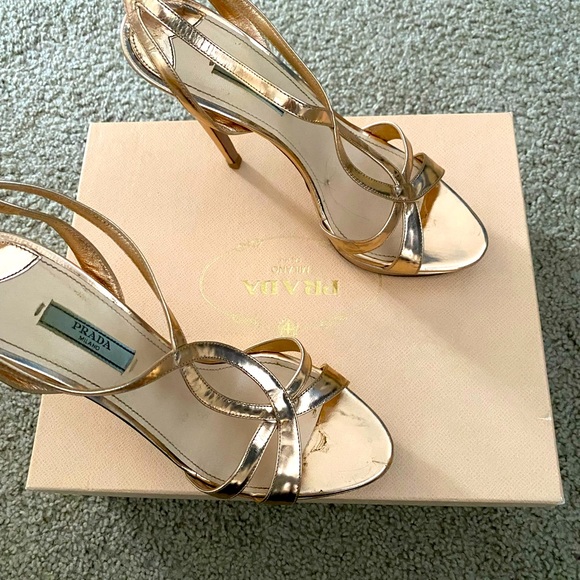 Authentic PRADA Metallic Bronze Sandals size 38.5, they run small! - Picture 4 of 8
